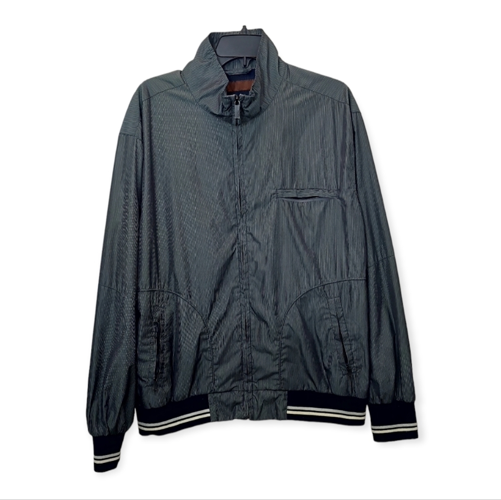 Perry Ellis Men's Size XL Jacket Lightweight Long Sleeve Blue Gray Full Zipper
